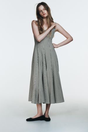GINGHAM MIDI DRESS