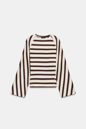 STRIPED COTTON AND LINEN T-SHIRT