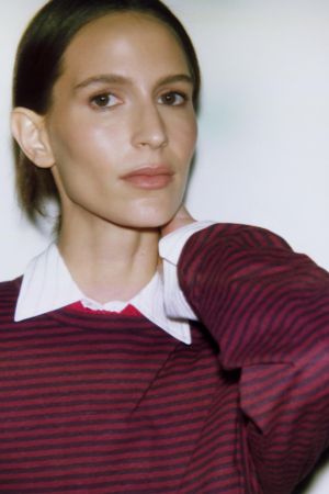 COTTON AND LINEN STRIPED T-SHIRT