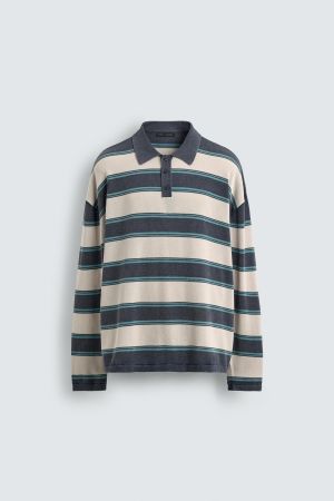 STRIPED RELAXED FIT KNIT POLO