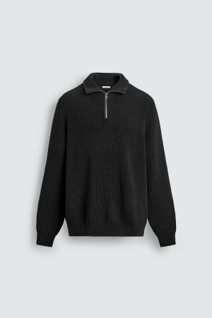 PURL KNIT QUARTER-ZIP JUMPER