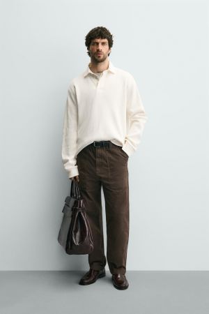 COMBINATION WAFFLE TEXTURED POLO SHIRT