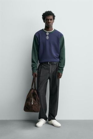 COLOR BLOCK CREWNECK SWEATSHIRT