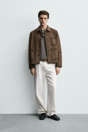 REGULAR FIT FAUX SUEDE OVERSHIRT