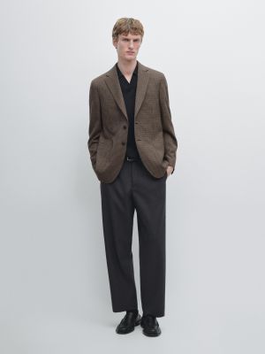 Tailored wool check blazer