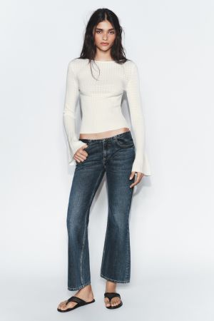 POINTELLE KNIT FLARED SLEEVE JUMPER