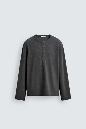 RIB KNIT HENLEY SHIRT