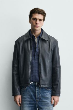 REGULAR FIT FAUX LEATHER JACKET