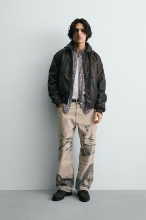 EMBOSSED FAUX LEATHER FORD © BOMBER JACKET