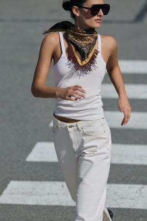 FRINGED SATIN PRINT SCARF