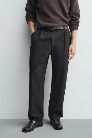 RELAXED FIT PINSTRIPE PANTS