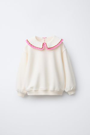 CROCHET PETER PAN COLLAR SWEATSHIRT
