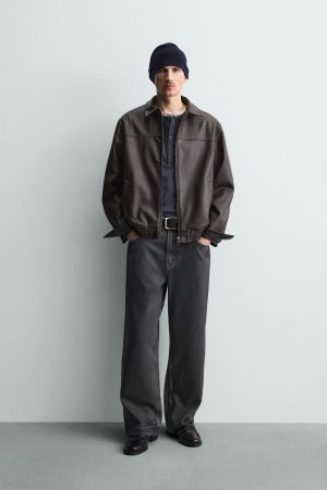 FAUX LEATHER BOMBER JACKET