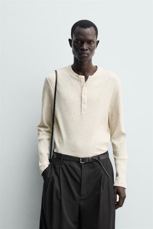 RIB KNIT HENLEY SHIRT