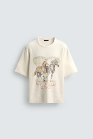 CONTRAST PRINT KNIT T-SHIRT