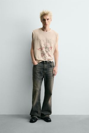 CONTRAST PRINT KNIT T-SHIRT