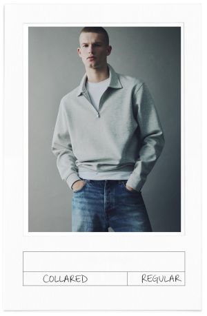 INTERLOCK POLO ZIP SWEATSHIRT