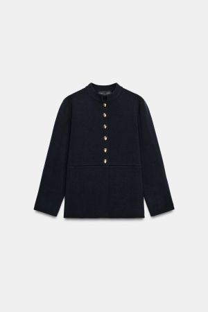 GOLD BUTTON PEPLUM CARDIGAN