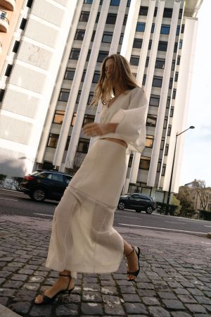 CONTRASTING KNIT PENCIL SKIRT