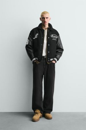 COMBINATION EMBROIDERED BOMBER JACKET