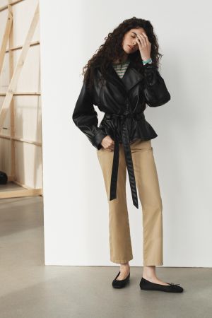 FAUX LEATHER JACKET WITH BELT