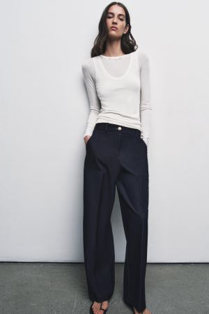 PIN TUCK STRAIGHT LEG PANTS