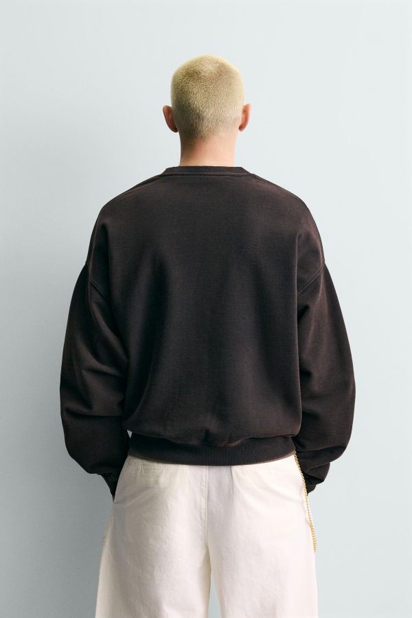 WASHED SWEATSHIRT WITH PRINTED TEXT