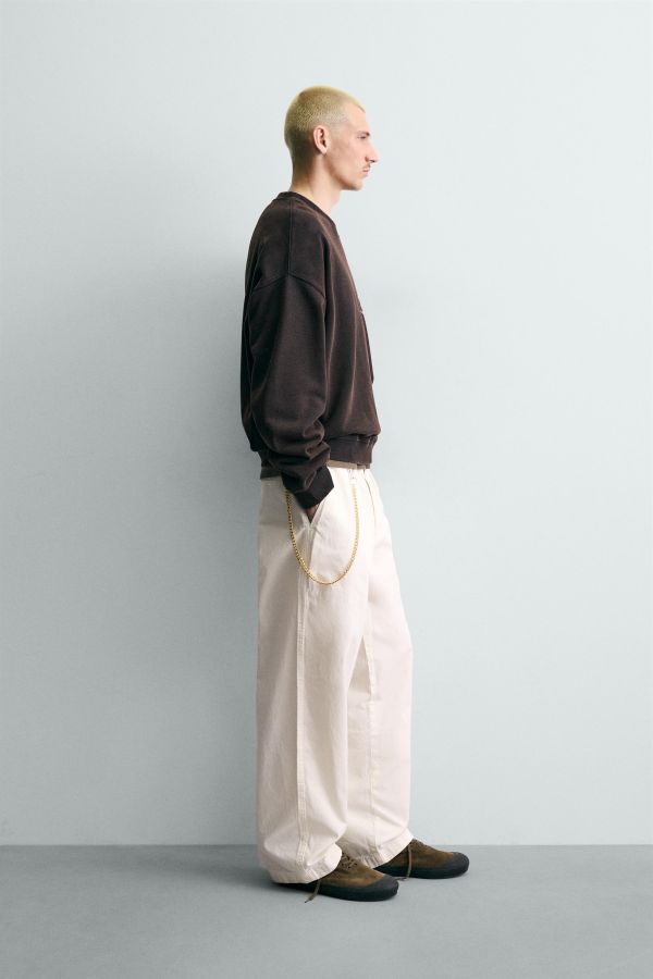 WASHED SWEATSHIRT WITH PRINTED TEXT