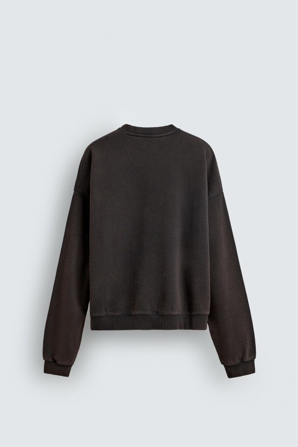 WASHED SWEATSHIRT WITH PRINTED TEXT