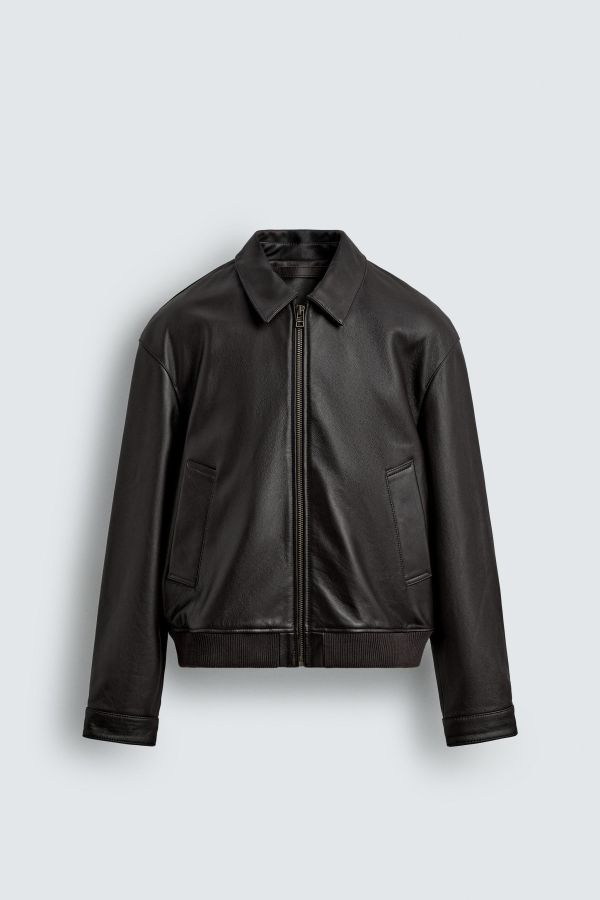 AARON LEVINE X ZARA LEATHER BOMBER JACKET