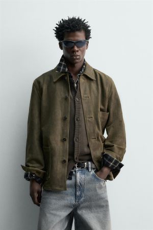 VINTAGE EFFECT SUEDE LEATHER JACKET