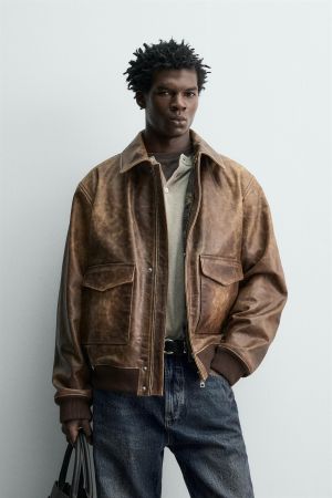 VINTAGE EFFECT LEATHER JACKET