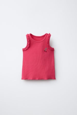 EMBROIDERED RIBBED SLEEVELESS TOP