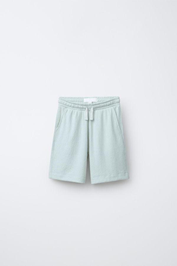 TEXTURED POLO SHIRT AND BERMUDA SHORTS SET