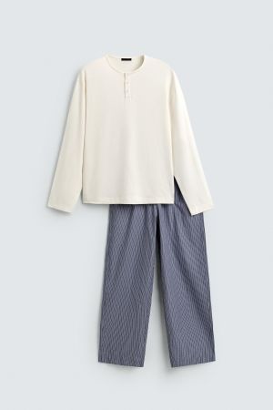 STRIPED HENLEY PAJAMA SET