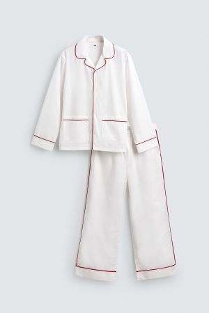 CONTRAST PIPING PAJAMA SET