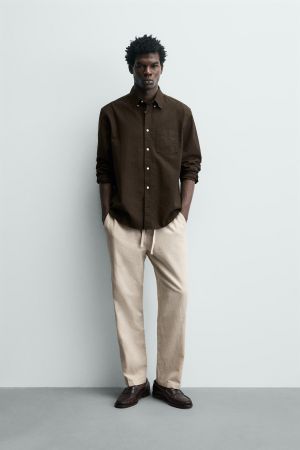 RELAXED FIT COTTON - LINEN PANTS