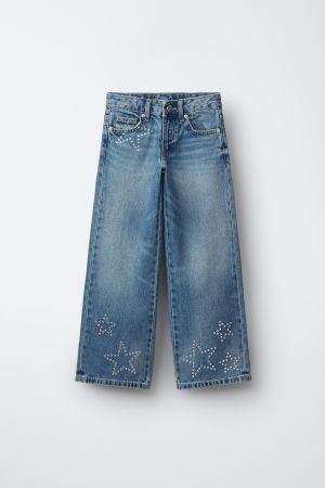 RHINESTONE STAR WIDE LEG JEANS