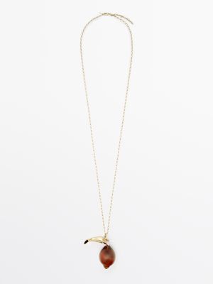 Chain necklace with glass lemon piece