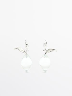 Mini glass lemon earrings