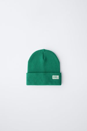 LABEL RIBBED KNIT HAT