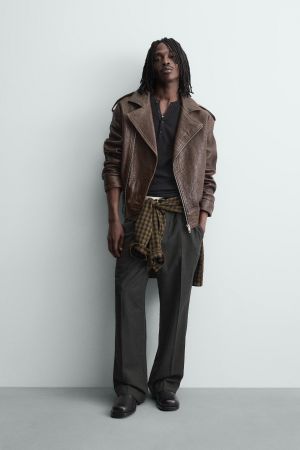 OVERSIZED LEATHER BIKER JACKET