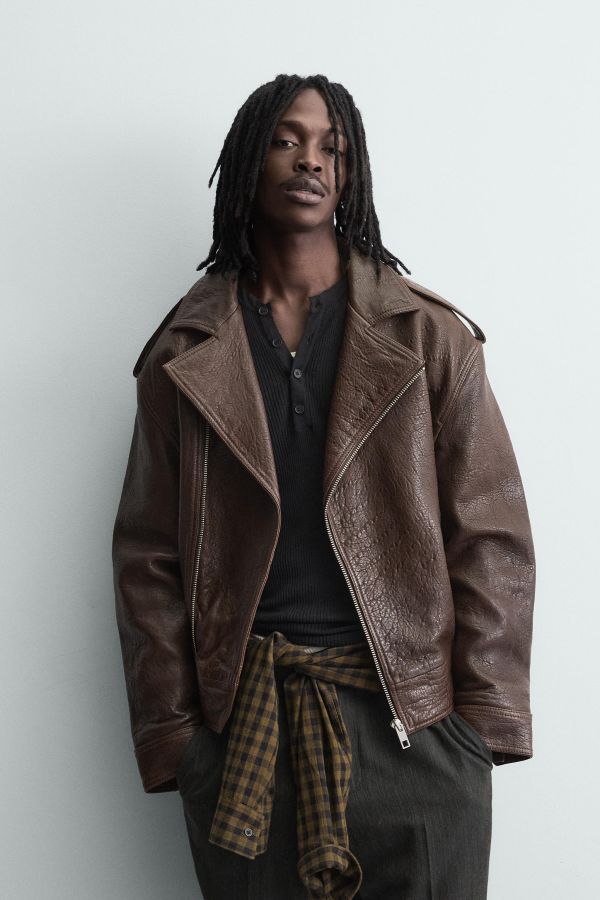 OVERSIZED LEATHER BIKER JACKET