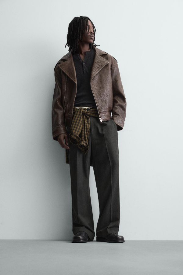 OVERSIZED LEATHER BIKER JACKET