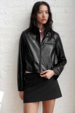 FAUX LEATHER CROPPED JACKET