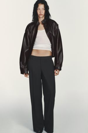 LOW-RISE STRIPED FLARE PANTS