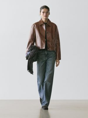 Cropped nappa leather jacket
