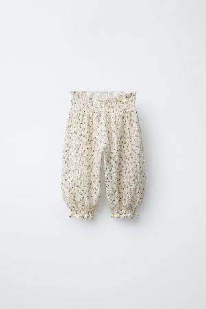 FLORAL TEXTURED BAGGY PANTS