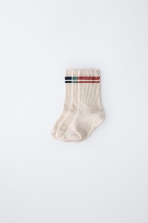 THREE-PACK OF STRIPED MID-CALF SOCKS