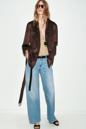 FAUX SUEDE BELTED JACKET